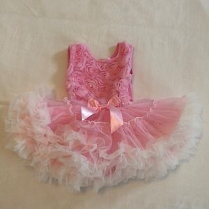 Pink tutu dress with rose detail